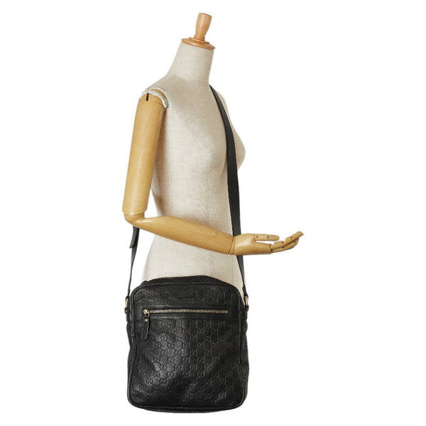 グッチ グッチシマ 斜め掛け ショルダーバッグ 201448 ブラック レザー レディース GUCCI 【中古】