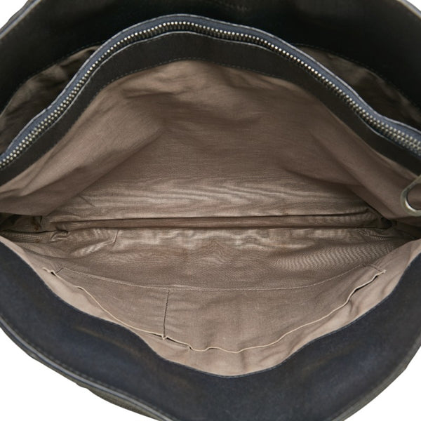 ボッテガヴェネタ イントレチャート ビジネスバッグ ブラック カーキ レザー レディース BOTTEGAVENETA 【中古】