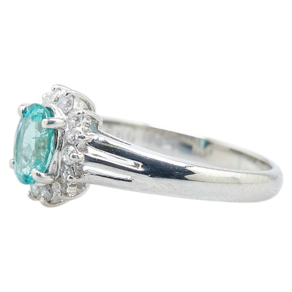 Pt850 プラチナ エメラルド0.66 ダイヤ0.21ct リング 指輪 レディース 11号 【中古】