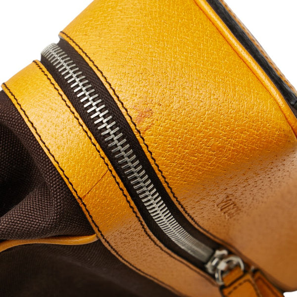 プラダ ロゴ型押し ハンドバッグ ワンショルダーバッグ ブラウン オレンジ キャンバス レザー レディース PRADA 【中古】