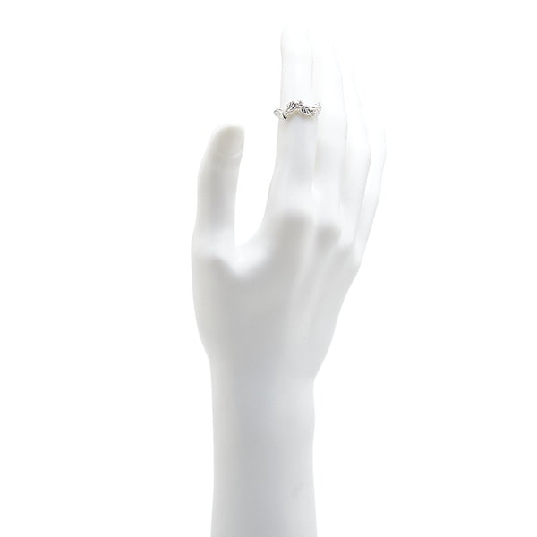 K18WG ホワイトゴールド ダイヤ0.03ct LA PUREZZA ラ プレッツァ 植物 モチーフ リング 指輪 レディース 10号 【中古】
