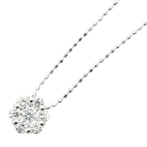 K18WG ホワイトゴールド ダイヤ0.50ct 花 フラワー モチーフ ネックレス レディース 【中古】