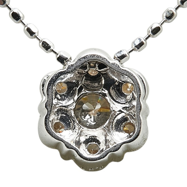 K18WG ホワイトゴールド ダイヤ0.50ct 花 フラワー モチーフ ネックレス レディース 【中古】