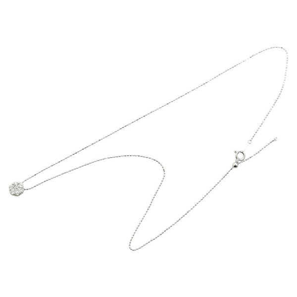 K18WG ホワイトゴールド ダイヤ0.50ct 花 フラワー モチーフ ネックレス レディース 【中古】