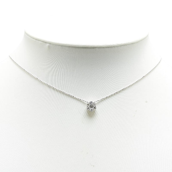 K18WG ホワイトゴールド ダイヤ0.50ct 花 フラワー モチーフ ネックレス レディース 【中古】