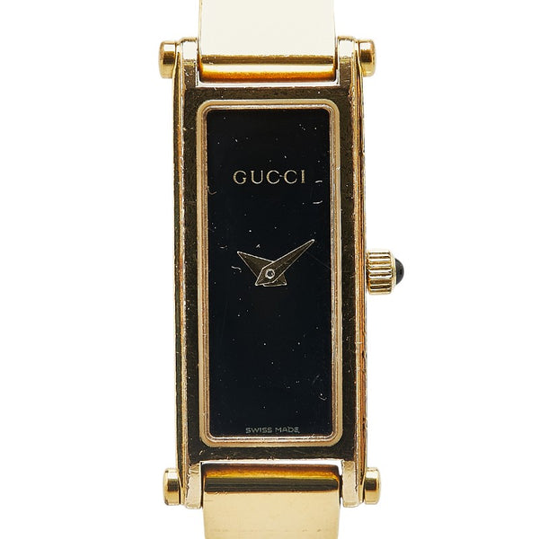 グッチ 腕時計 1500L クオーツ ブラック文字盤 メッキ レディース GUCCI 【中古】