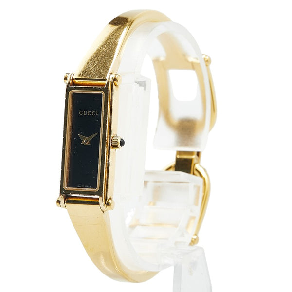 グッチ 腕時計 1500L クオーツ ブラック文字盤 メッキ レディース GUCCI 【中古】