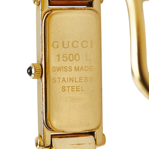 グッチ 腕時計 1500L クオーツ ブラック文字盤 メッキ レディース GUCCI 【中古】