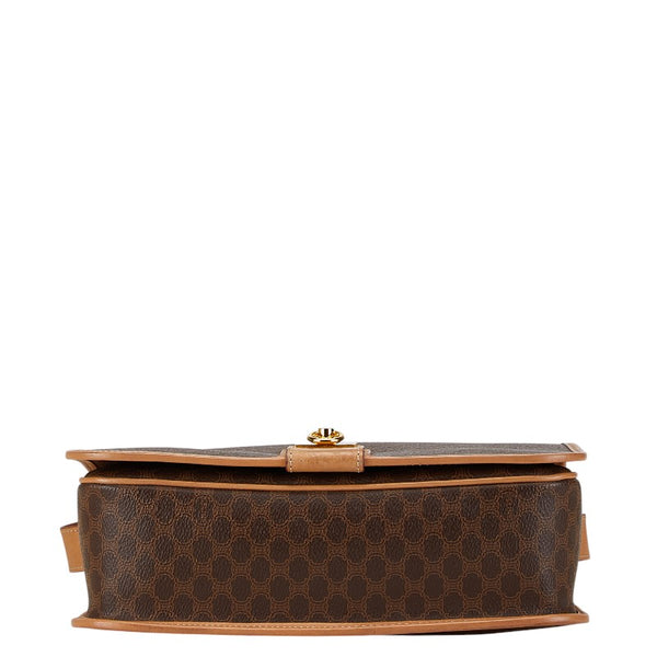 セリーヌ マカダム 斜め掛け ショルダーバッグ ブラウン PVC レザー レディース CELINE 【中古】