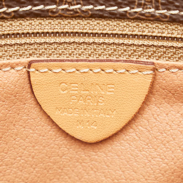 セリーヌ マカダム 斜め掛け ショルダーバッグ ブラウン PVC レザー レディース CELINE 【中古】