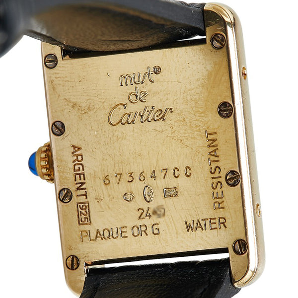 カルティエ マストタンク ヴェルメイユ 腕時計 2415 クオーツ ホワイト文字盤 SV925 シルバー レザー レディース CARTIER 【中古】