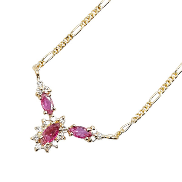 K18YG イエローゴールド ルビー0.55ct ダイヤ0.11ct ペンダントネックレス レディース 【中古】