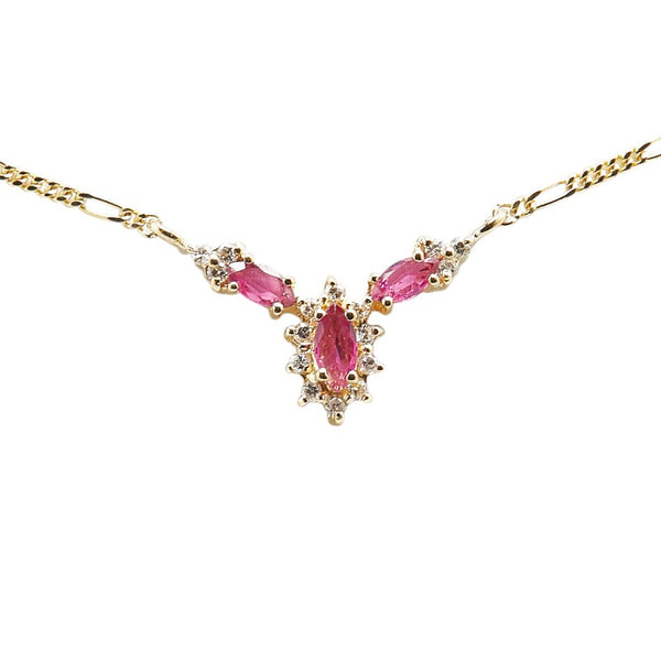 K18YG イエローゴールド ルビー0.55ct ダイヤ0.11ct ペンダントネックレス レディース 【中古】