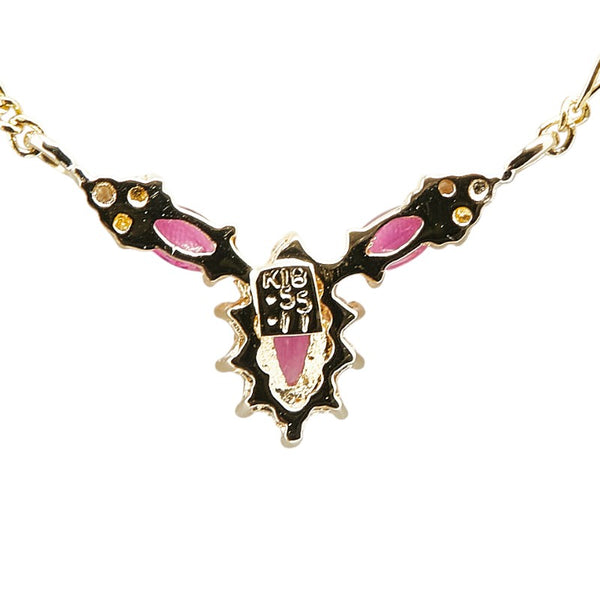 K18YG イエローゴールド ルビー0.55ct ダイヤ0.11ct ペンダントネックレス レディース 【中古】