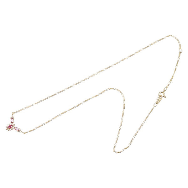 K18YG イエローゴールド ルビー0.55ct ダイヤ0.11ct ペンダントネックレス レディース 【中古】