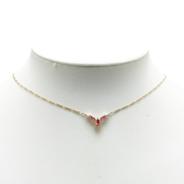 K18YG イエローゴールド ルビー0.55ct ダイヤ0.11ct ペンダントネックレス レディース 【中古】
