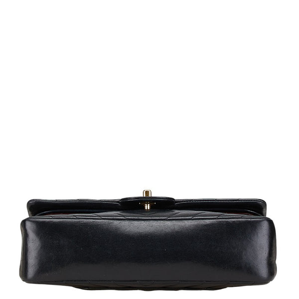 シャネル Vステッチ ダブルフラップ ココマーク チェーン ショルダーバッグ ブラック ラムスキン レディース CHANEL 【中古】