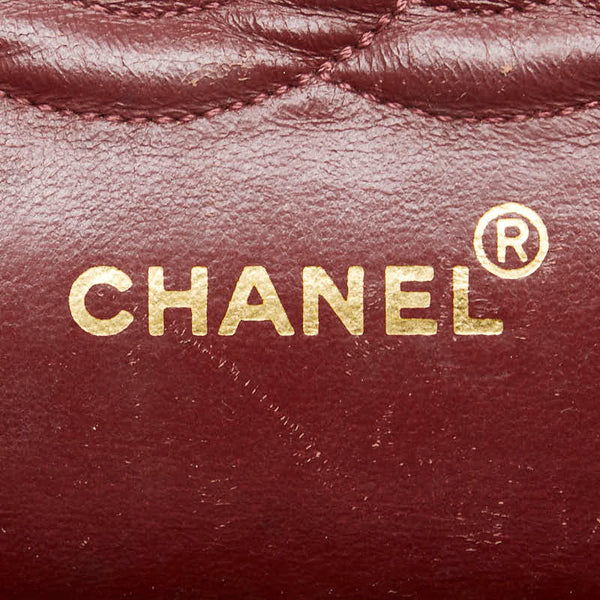 シャネル Vステッチ ダブルフラップ ココマーク チェーン ショルダーバッグ ブラック ラムスキン レディース CHANEL 【中古】