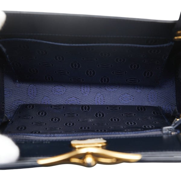 カルティエ ミニハンドバッグ ブラック レザー レディース CARTIER 【中古】