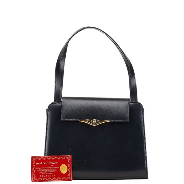 カルティエ ミニハンドバッグ ブラック レザー レディース CARTIER 【中古】