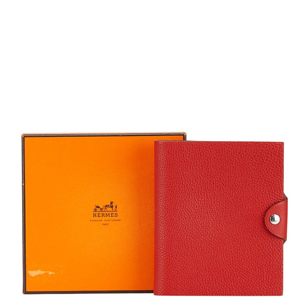 エルメス ユリスPM 手帳カバー 11穴 レッド トゴ レディース HERMES 【中古】