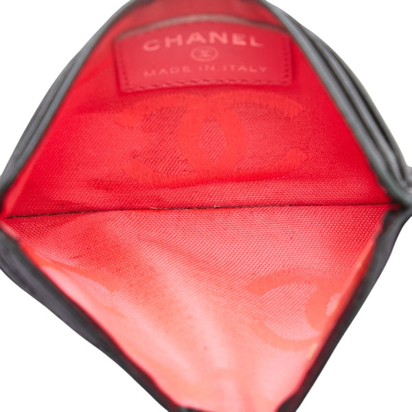 シャネル カンボンライン ココマーク カードケース 名刺入れ ブラック ラムスキン エナメル レディース CHANEL 【中古】
