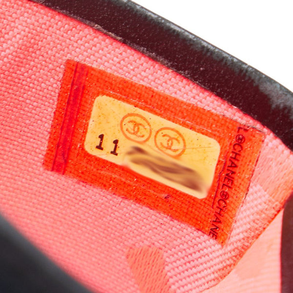 シャネル カンボンライン ココマーク カードケース 名刺入れ ブラック ラムスキン エナメル レディース CHANEL 【中古】