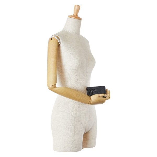 シャネル カンボンライン ココマーク カードケース 名刺入れ ブラック ラムスキン エナメル レディース CHANEL 【中古】