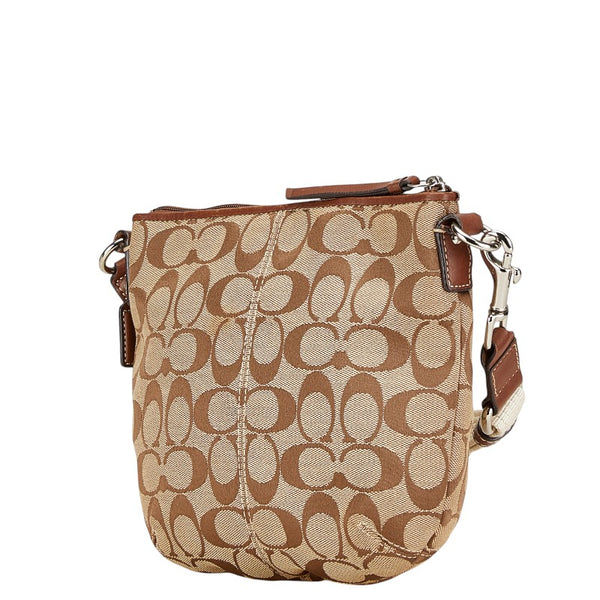 コーチ シグネチャー ショルダーバッグ F42835 ベージュ キャンバス レザー レディース COACH 【中古】