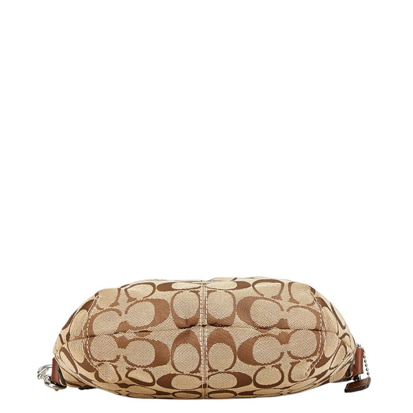 コーチ シグネチャー ショルダーバッグ F42835 ベージュ キャンバス レザー レディース COACH 【中古】