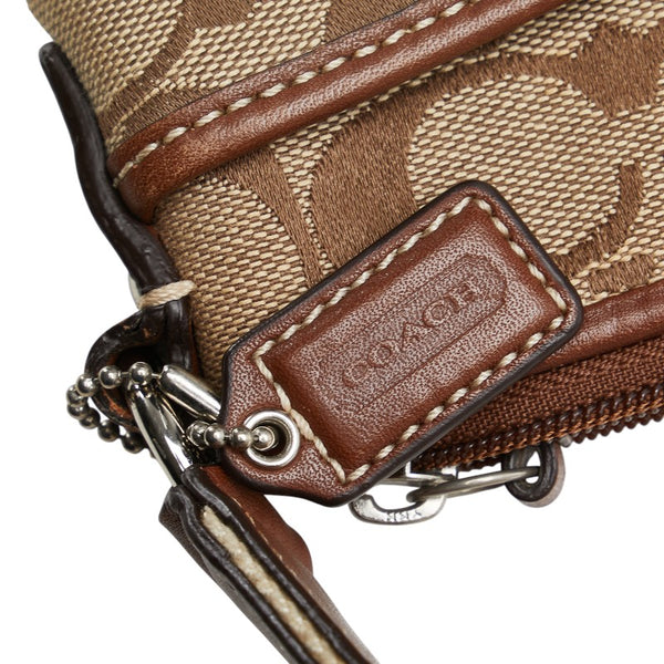 コーチ シグネチャー ショルダーバッグ F42835 ベージュ キャンバス レザー レディース COACH 【中古】