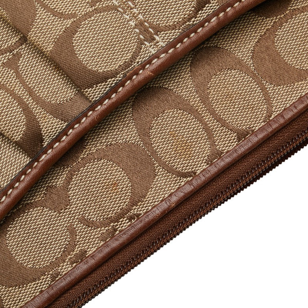 コーチ シグネチャー ショルダーバッグ F42835 ベージュ キャンバス レザー レディース COACH 【中古】