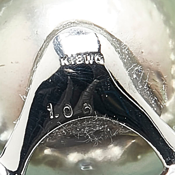K18WG ホワイトゴールド 黒蝶真珠11mm ダイヤ1.06ct ハート モチーフ ネックレス レディース 【中古】