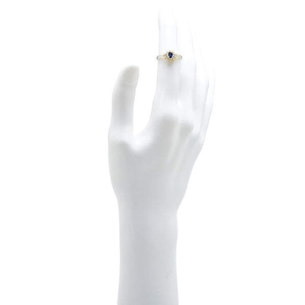 ノーブランド Pt900 プラチナ K18YG イエローゴールド コンビ サファイア0.23ct ダイヤ0.35ct リング 指輪 レディース no brand 10号 【中古】