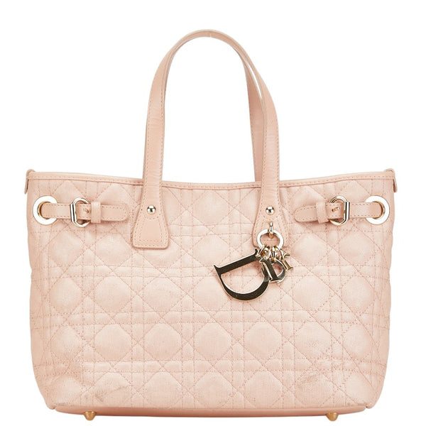 クリスチャンディオール カナージュ ハンドバッグ トートバッグ ピンク レザー レディース Christian Dior 【中古】