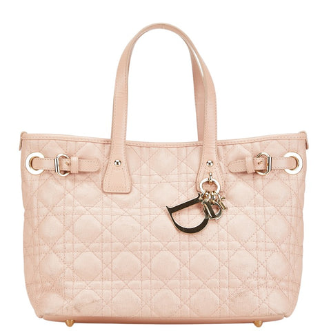 クリスチャンディオール カナージュ ハンドバッグ トートバッグ ピンク レザー レディース Christian Dior 【中古】