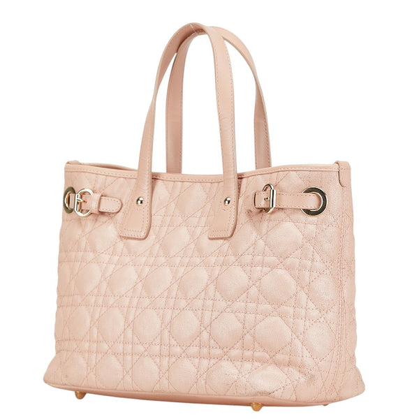クリスチャンディオール カナージュ ハンドバッグ トートバッグ ピンク レザー レディース Christian Dior 【中古】