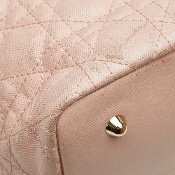 クリスチャンディオール カナージュ ハンドバッグ トートバッグ ピンク レザー レディース Christian Dior 【中古】