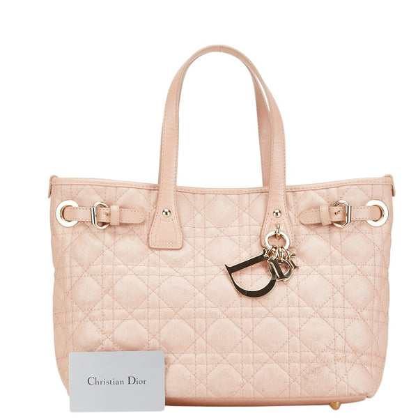 クリスチャンディオール カナージュ ハンドバッグ トートバッグ ピンク レザー レディース Christian Dior 【中古】