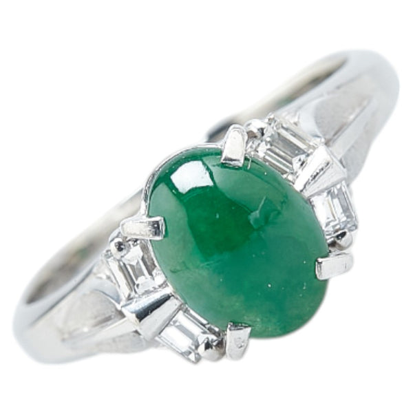 Pt900 プラチナ ヒスイ1.31ct ダイヤ0.22ct リング 指輪 レディース 10号 【中古】