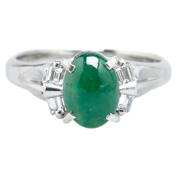 Pt900 プラチナ ヒスイ1.31ct ダイヤ0.22ct リング 指輪 レディース 10号 【中古】