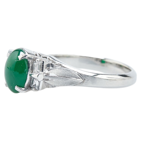 Pt900 プラチナ ヒスイ1.31ct ダイヤ0.22ct リング 指輪 レディース 10号 【中古】