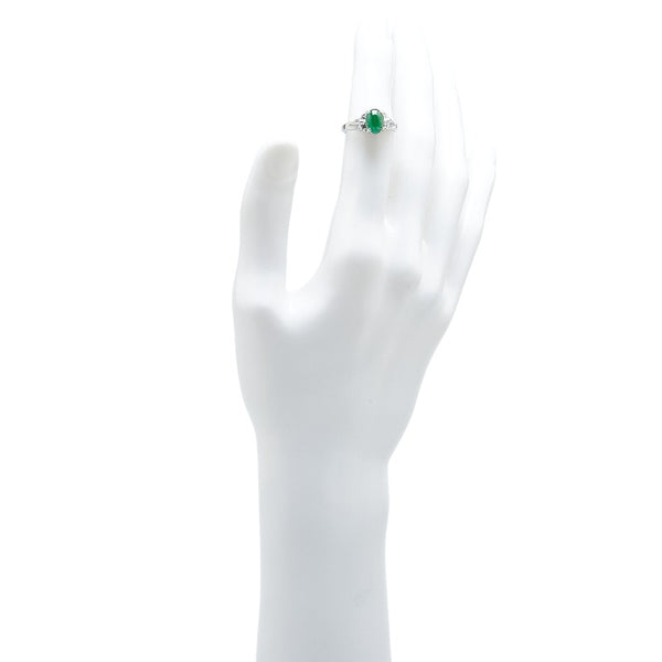 Pt900 プラチナ ヒスイ1.31ct ダイヤ0.22ct リング 指輪 レディース 10号 【中古】