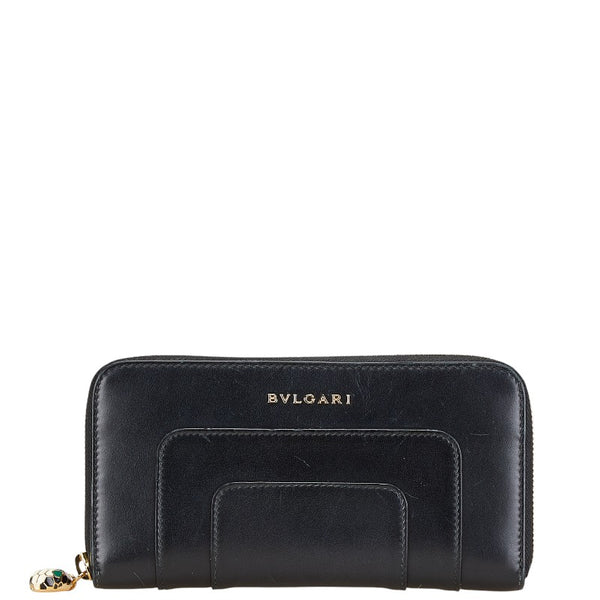 ブルガリ セルペンティ フォーエバー 長財布 ラウンドファスナー ブラック レザー レディース BVLGARI 【中古】