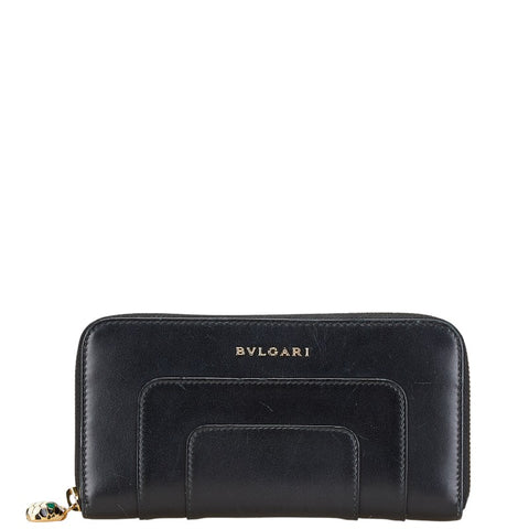 ブルガリ セルペンティ フォーエバー 長財布 ラウンドファスナー ブラック レザー レディース BVLGARI 【中古】
