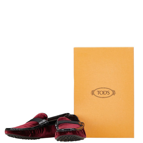 トッズ モカシン ドライビングシューズ スリッポン サイズ：10 ガーネット ブラック ベルベット レザー メンズ TOD’S 【中古】