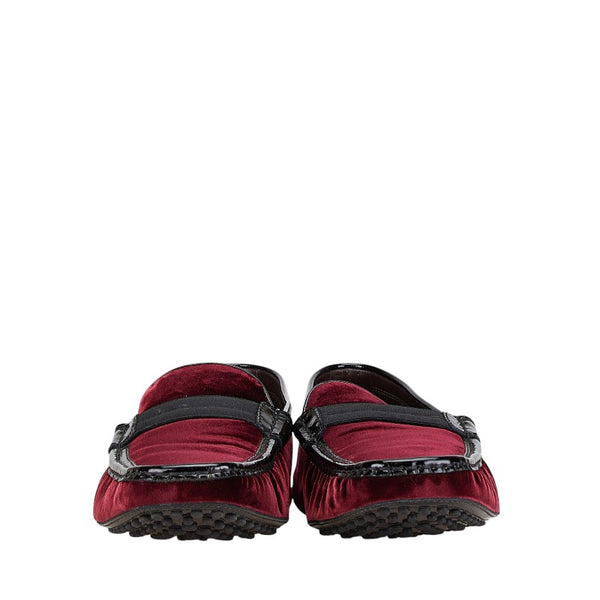 トッズ モカシン ドライビングシューズ スリッポン サイズ：10 ガーネット ブラック ベルベット レザー メンズ TOD’S 【中古】
