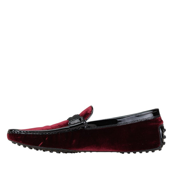 トッズ モカシン ドライビングシューズ スリッポン サイズ：10 ガーネット ブラック ベルベット レザー メンズ TOD’S 【中古】