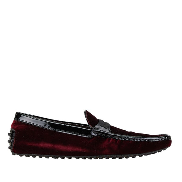 トッズ モカシン ドライビングシューズ スリッポン サイズ：10 ガーネット ブラック ベルベット レザー メンズ TOD’S 【中古】