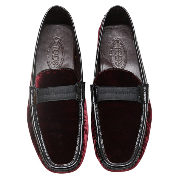 トッズ モカシン ドライビングシューズ スリッポン サイズ：10 ガーネット ブラック ベルベット レザー メンズ TOD’S 【中古】